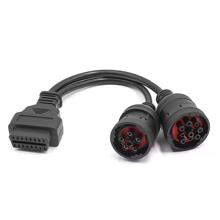 OBD 2 split to 6 + 9 Pin truck adaptor cable.